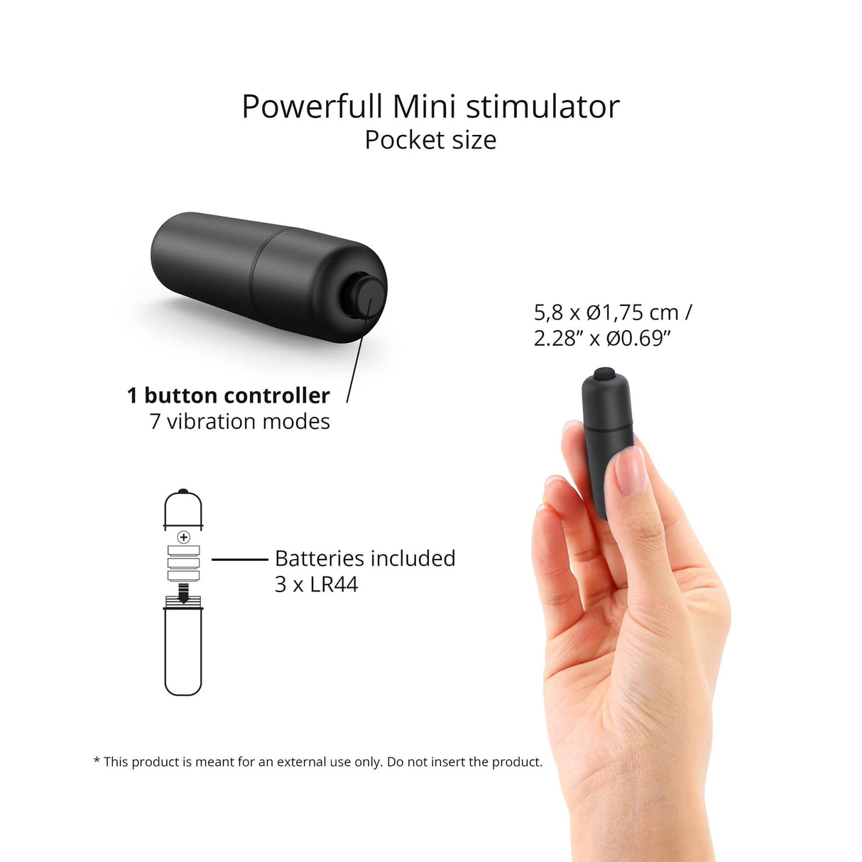 Waouhhh Discreet Bullet Vibrator - Black Onyx