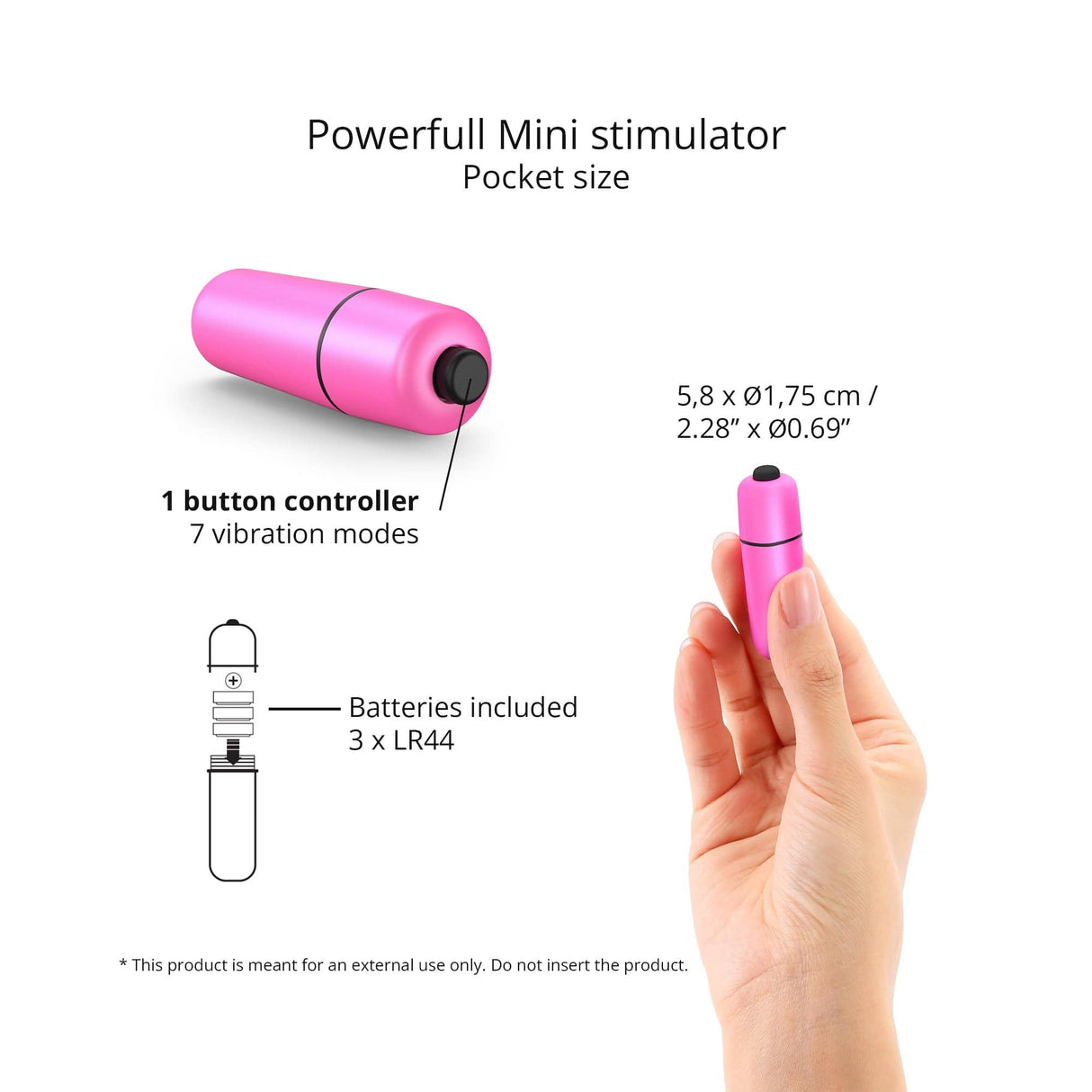 Waouhhh Discreet Bullet Vibrator - Danger Pink