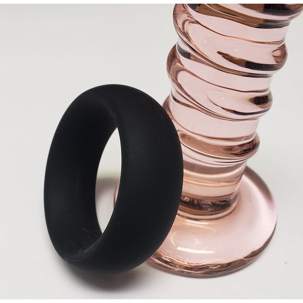 Wide Silicone Donut Cock Ring - Black 2"