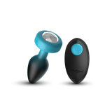 TEAL Ombre - SMALL Cheeky Charms Eluxe Vibrating  Plug With Remote - Clear Gem