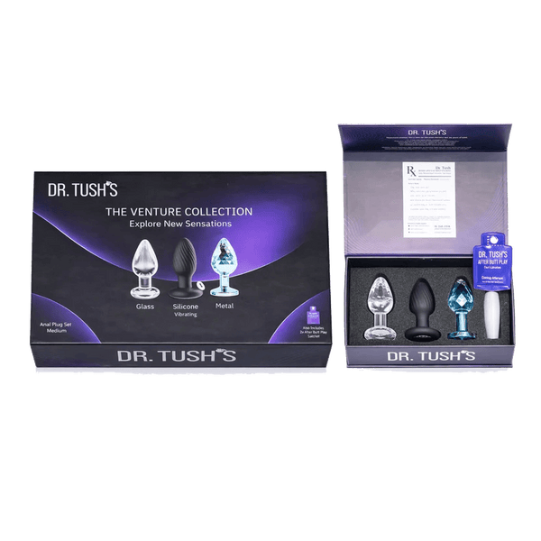 Venture Collection (Medium) - Deluxe Anal Plug Set – Vibrating Silicone, Glass & Metal