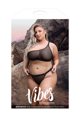 Bad Bitch One-Shoulder Bling Bralette & Panty