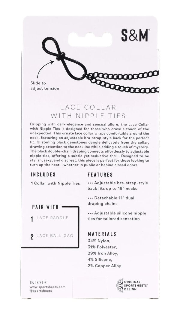 Lace Collar with Nipple Ties - Black