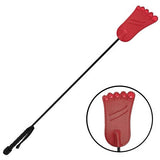 Rouge Foot-Shaped Leather Riding Crop - Red