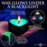 Burning Heart Blacklight Reactive Heart Drip Candle Set of 3