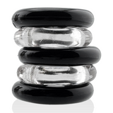 Hünkyjunk JACKER 5-STACK Clear/Black Cock Rings 5-Pack