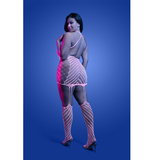 METAMORPHIC Glow-in-the-dark bodystocking dress; glows pink (White)