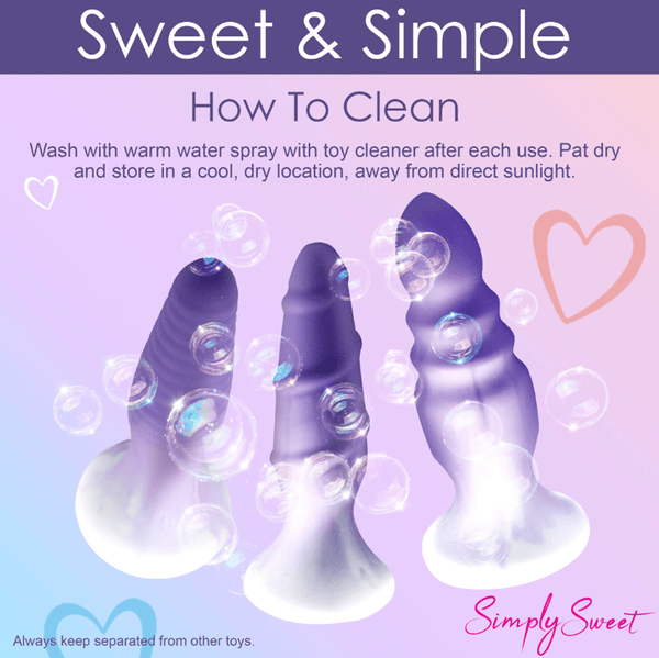 3 piece Silicone Butt Plug Set - Purple