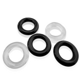 Hünkyjunk JACKER 5-STACK Clear/Black Cock Rings 5-Pack
