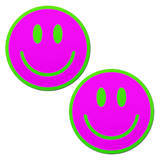 Neon Green Glow-in-the-Dark Pink Smiley Face Breast Pasties