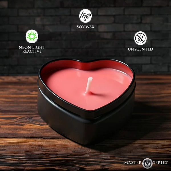 Burning Heart Blacklight Reactive Heart Drip Candle Set of 3