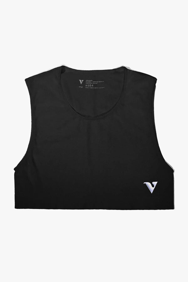 Virtue Unisex Medium Sheer Mini Crop Top - Black