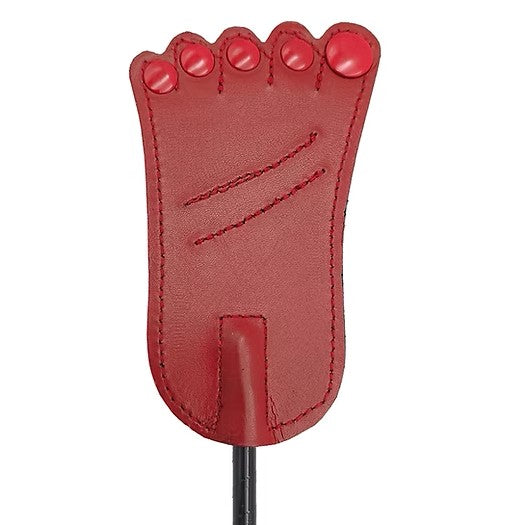 Rouge Foot-Shaped Leather Riding Crop - Red