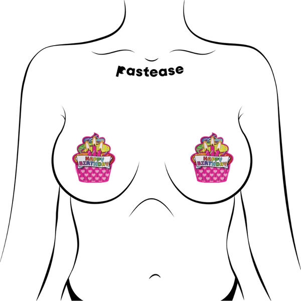 Happy Birthday Cupcake Pasties - Pink Multicolored