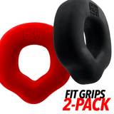 Hünkyjunk FIT GRIPS Black/Red Ergo-Fit Cock Rings 2-Pack