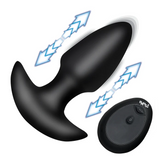 Thrusting & Vibrating Silicone Butt Plug w/ RC - Black