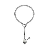 HEART & LOCK-O-RING SLIP CHAIN - Silver