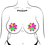 Neon Pink Graffiti Paint Splatter Petal Breast Pasties