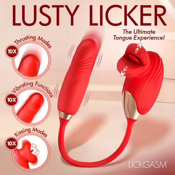 Lickgasm Bliss Kiss Kissing Clitoral Stimulator w/ Thrusting Vibrator
