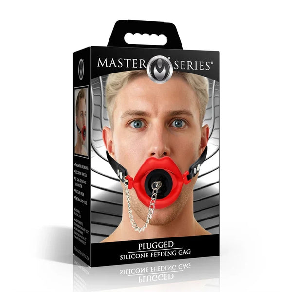Plugged Silicone Feeding Gag - Red