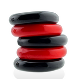 Hünkyjunk JACKER 5-STACK Red/Black Cock Rings 5-Pack