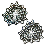 Glitter Black Glow in the Dark Spooky Spider Web Pasties