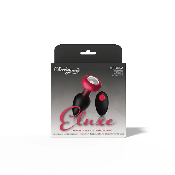 RUBY Ombre - MEDIUM Cheeky Charms Eluxe Vibrating  Plug With Remote - Clear Gem