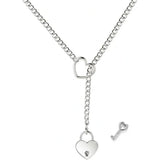 HEART & LOCK-O-RING SLIP CHAIN - Silver