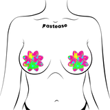 Neon Pink Graffiti Paint Splatter Petal Breast Pasties