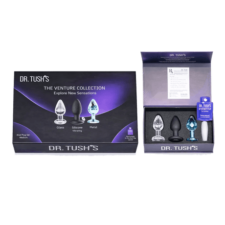 Venture Collection (Small) - Deluxe Anal Plug Set – Vibrating Silicone, Glass & Metal