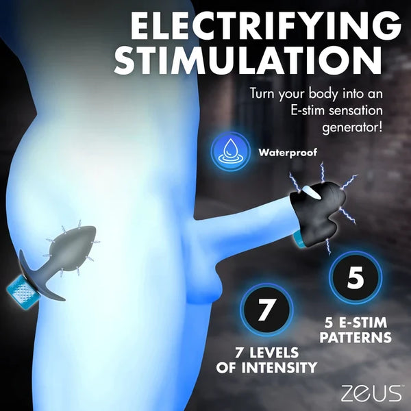 Zeus Anal Plug & Head Teaser E-Stim Kit w/ remote