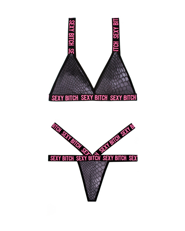 Sexy Bitch Bralette & Strappy Panty Set