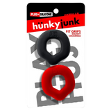 Hünkyjunk FIT GRIPS Black/Red Ergo-Fit Cock Rings 2-Pack