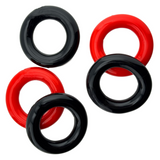 Hünkyjunk JACKER 5-STACK Red/Black Cock Rings 5-Pack