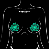 Glitter Black Glow in the Dark Spooky Spider Web Pasties