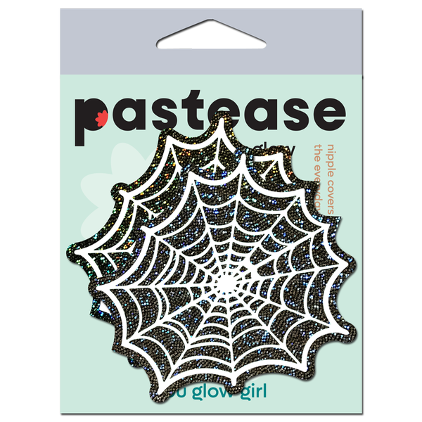 Glitter Black Glow in the Dark Spooky Spider Web Pasties
