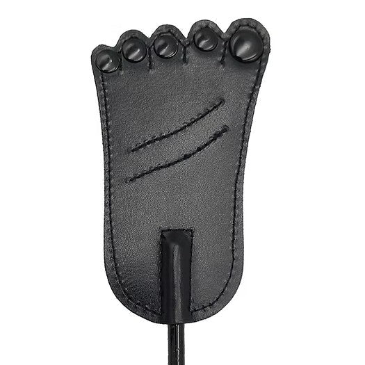 Rouge Foot-Shaped Leather Riding Crop - Black