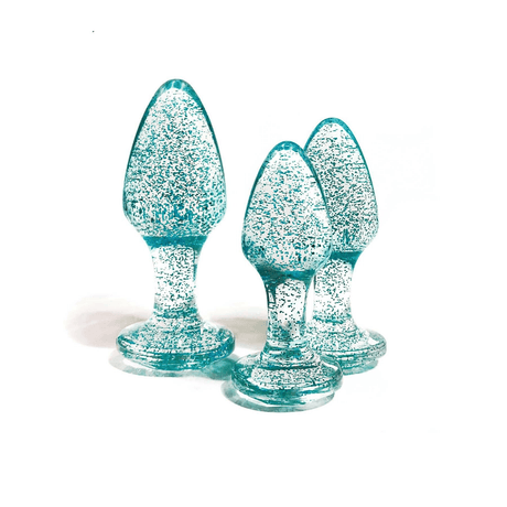 Adam & Eve Glitter Gem Butt Plug Set Blue
