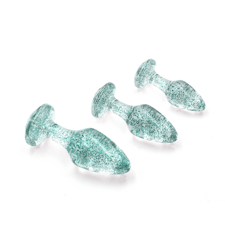 Adam & Eve Glitter Gem Butt Plug Set Blue