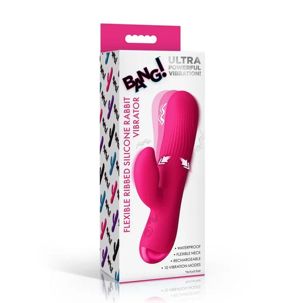 Bang! Flexible Ribbed Silicone Rabbit Vibrator