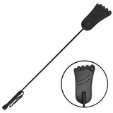 Rouge Foot-Shaped Leather Riding Crop - Black