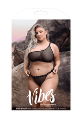 Bad Bitch One-Shoulder Bling Bralette & Panty