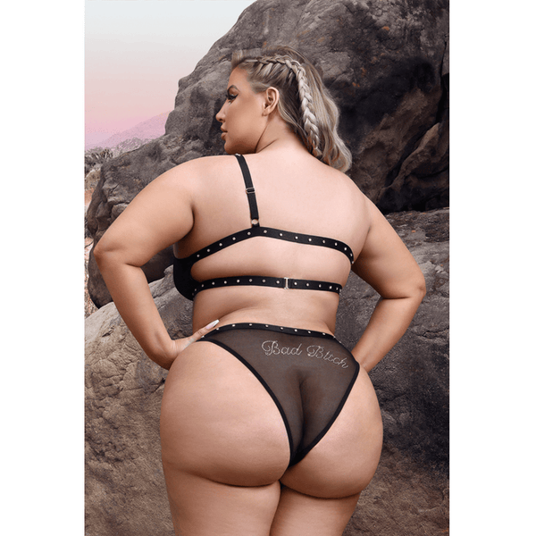 Bad Bitch One-Shoulder Bling Bralette & Panty