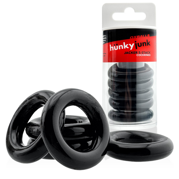 Hünkyjunk JACKER 5-STACK Black Cock Rings 5-Pack