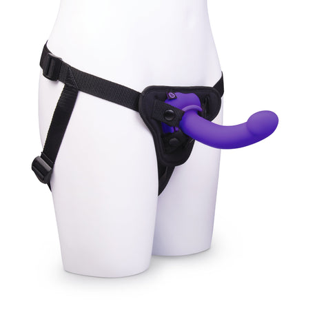 Vibrating Curved Strap-On Kit – Beginner-Friendly 6.5″ Silicone Dildo & Harness