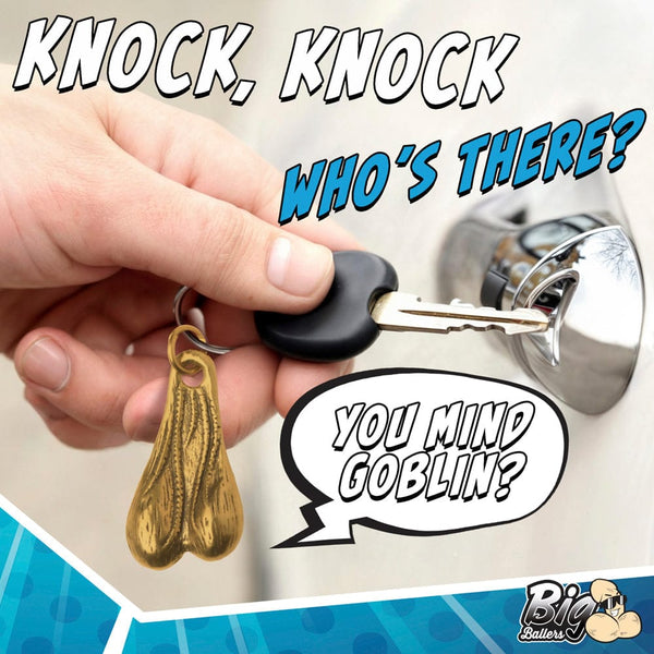 Big Nuts Brass Keychain