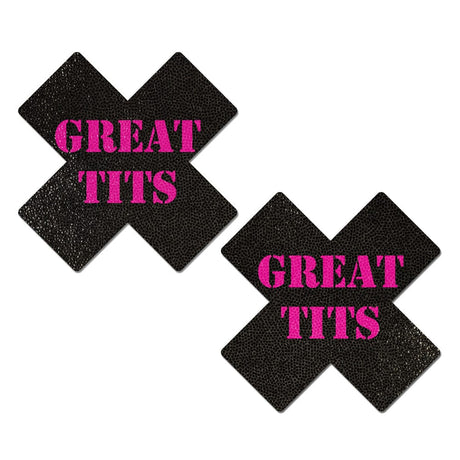 Black with Pink 'Great Tits' Cross