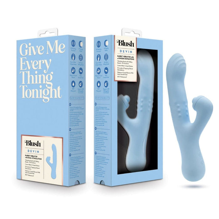 Blush Devin Rabbit G-Spot Vibrator with Sliding Beads