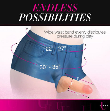 Booty Shorts 6" Dildo Silicone S/O Small