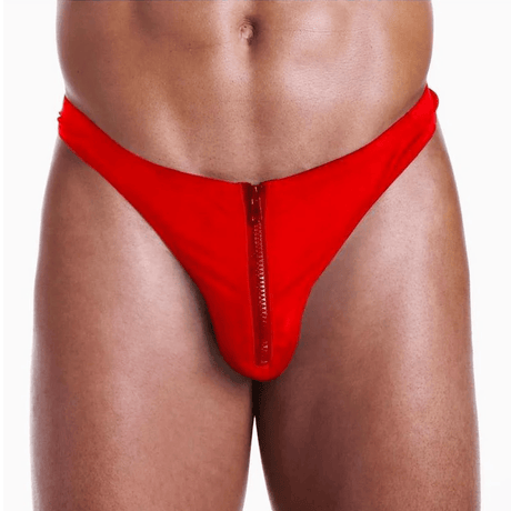 BoyzTown Fundies Unzip It Red Thong with Rose Petals
